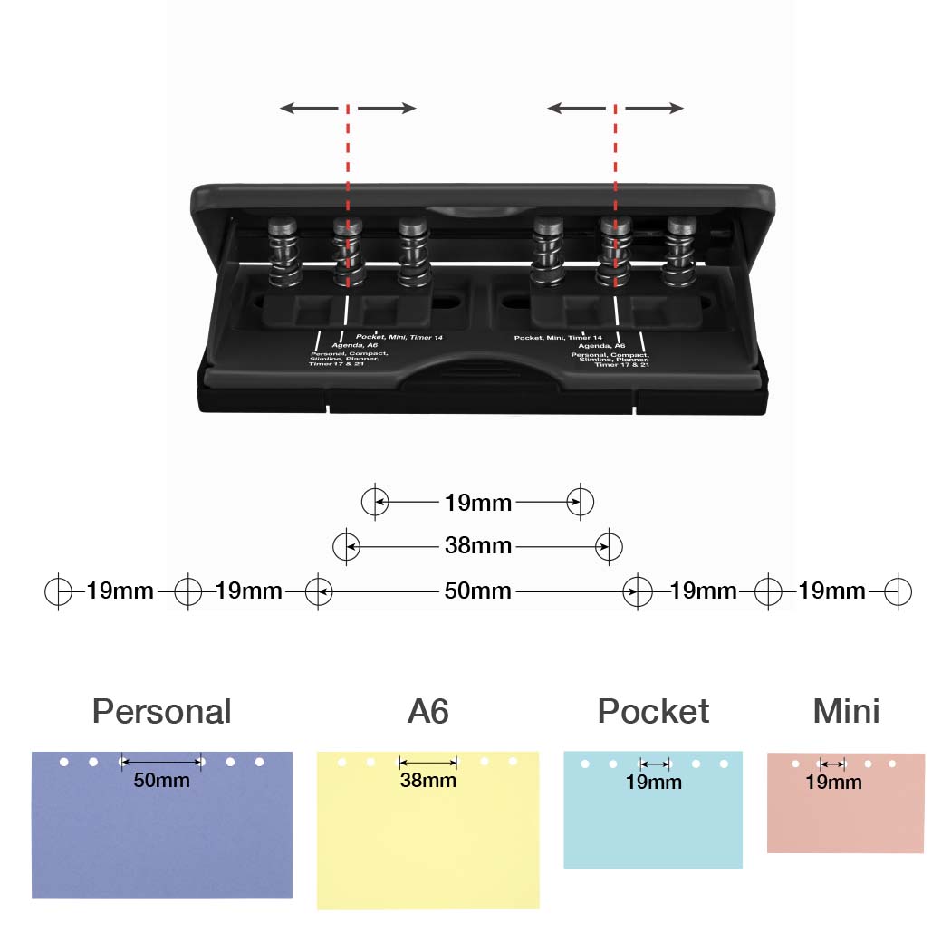 Adjustable 6-Hole Organiser/ Diary Punch - Black – Bild 2