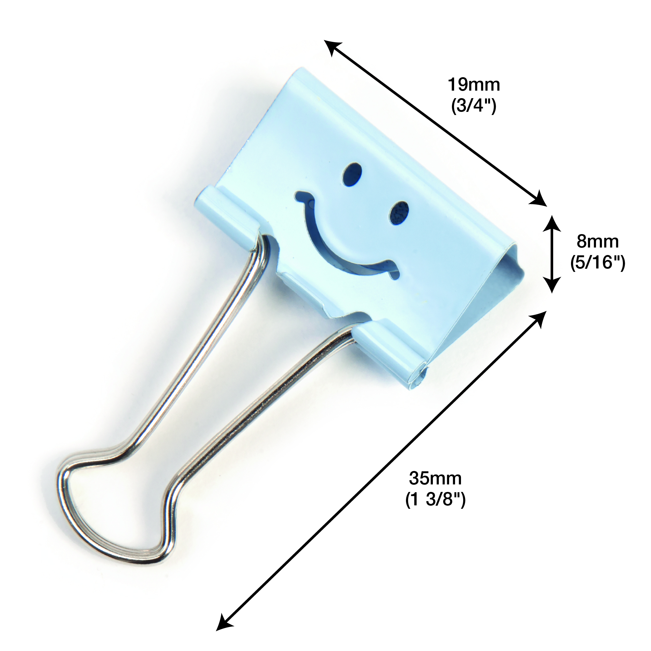 19mm Assorted Faces Foldback Clips - Powder Blue - Pack of 20 – Bild 4