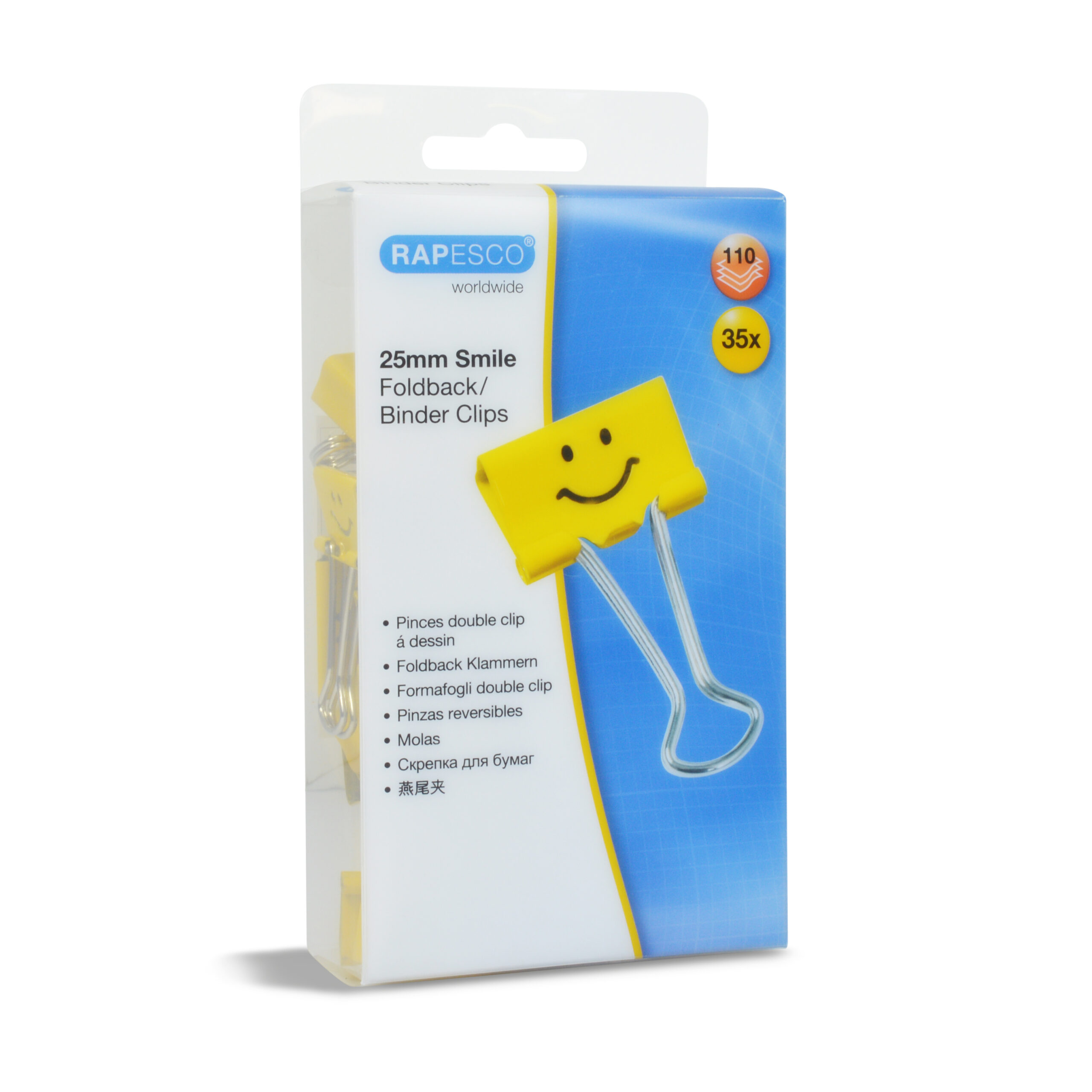 25mm Smiles Foldback Clips - Yellow - Pack of 35 – Bild 2