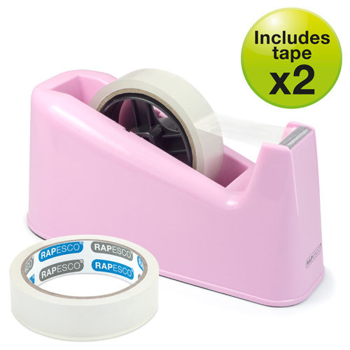 500 Heavy Duty Tape Dispenser & 2 Tape Rolls - Candy Pink