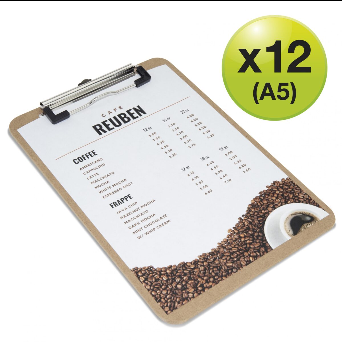 Hardboard Clipboard with Low Profile Clip A5 - Brown - Pack of 12