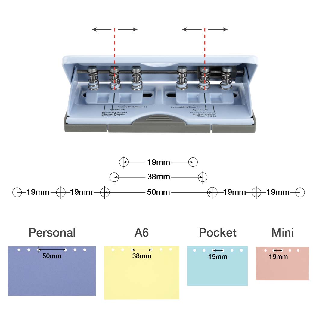 Adjustable 6-Hole Organiser/ Diary Punch - Powder Blue – Bild 2