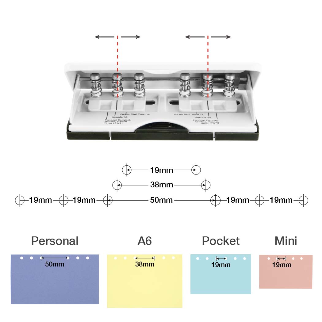 Adjustable 6-Hole Organiser/ Diary Punch - White – Bild 3