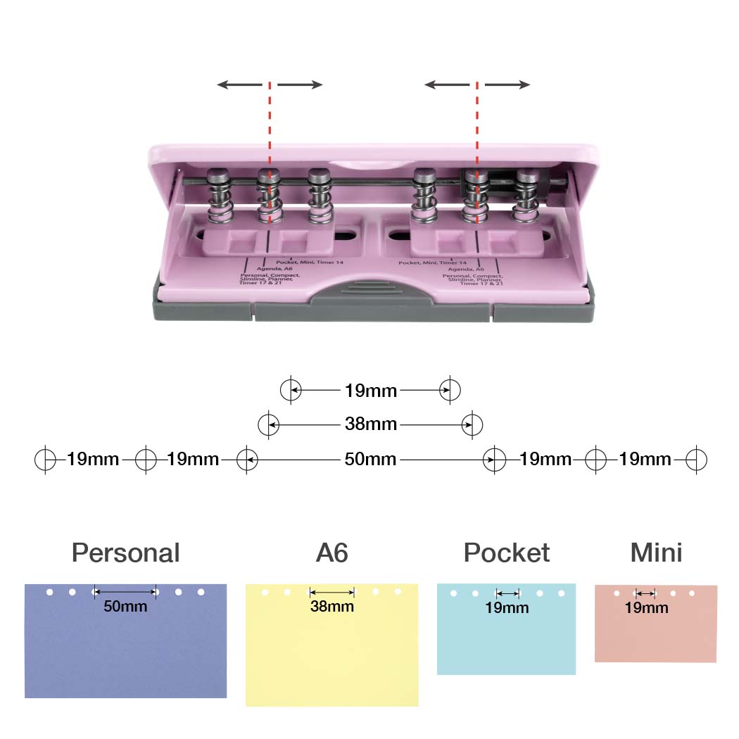 Adjustable 6-Hole Organiser/ Diary Punch - Candy Pink – Bild 3